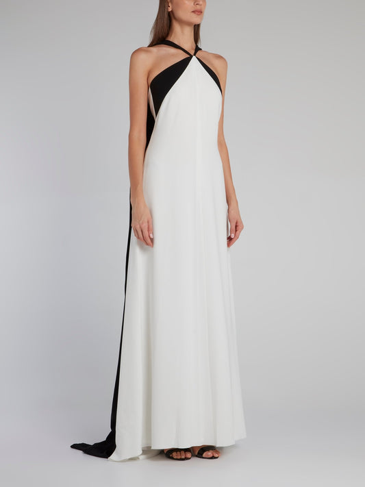 Forest Two Tone Halter Evening Dress