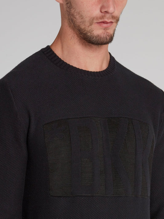 Black Ribbed Edge Statement Sweater