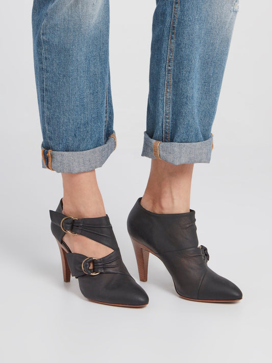 Черные ботильоны с ремешками