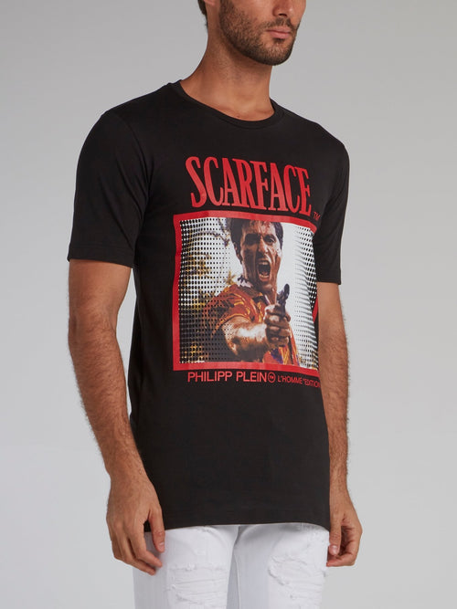Black Scarface Graphic Print T-Shirt