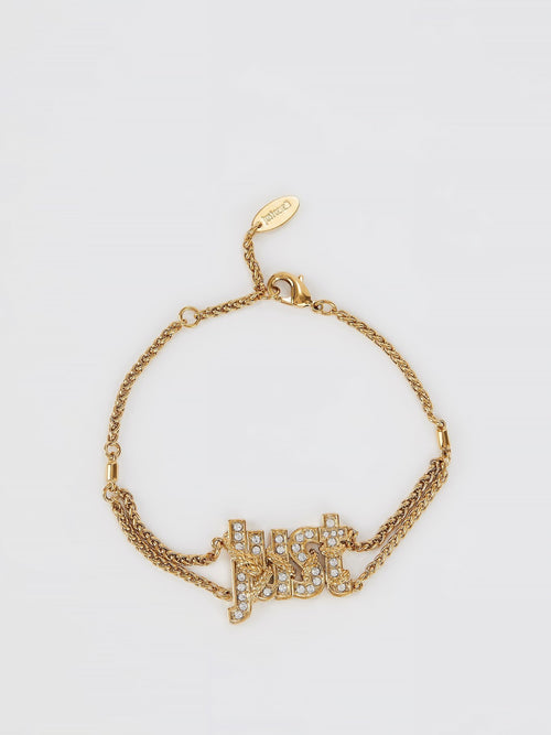 Gold Crystal Studded Monogram Bracelet