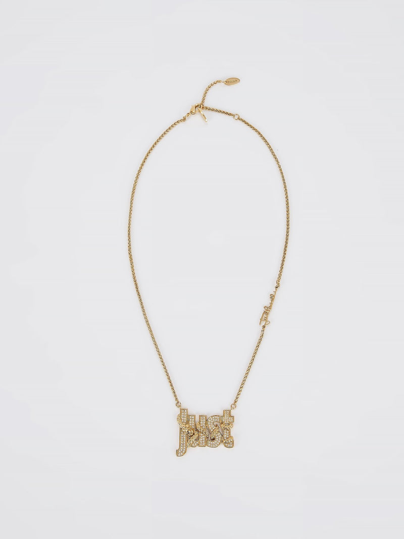 Gold Crystal Studded Monogram Necklace