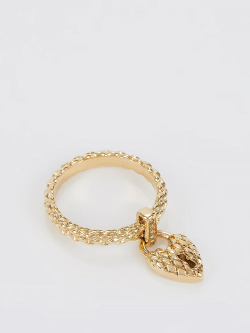 Gold Heart Embellished Ring - Size 7