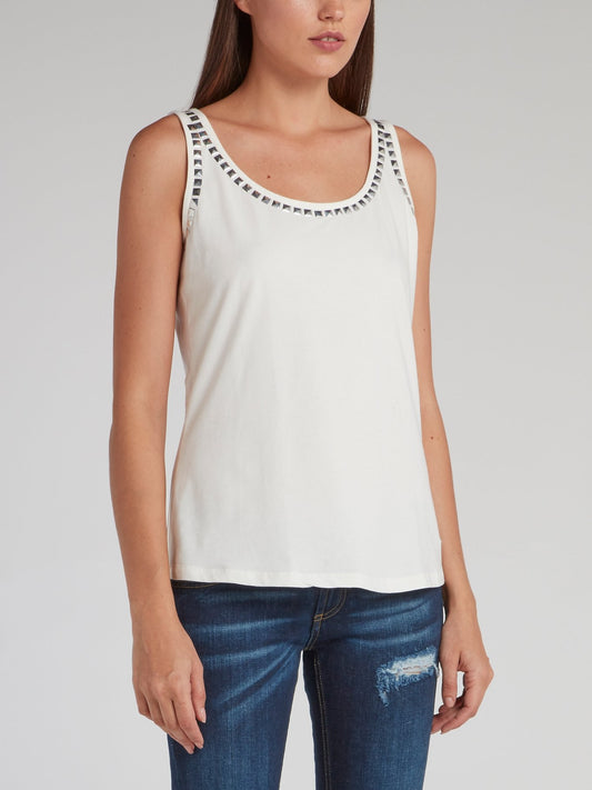 Lisen White Embellished Vest Top