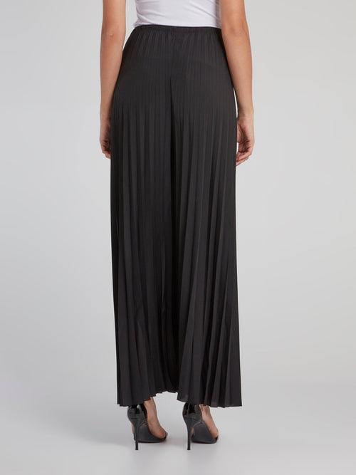 Morgaine Black Pleated Palazzo Pants