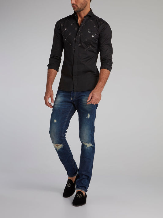 Dark Wash Tattered Jeans