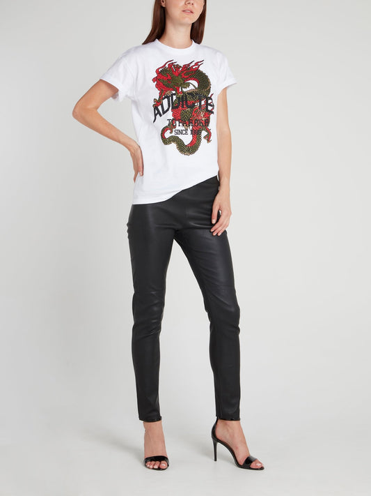 Черные кожаные брюки с эластичным поясом