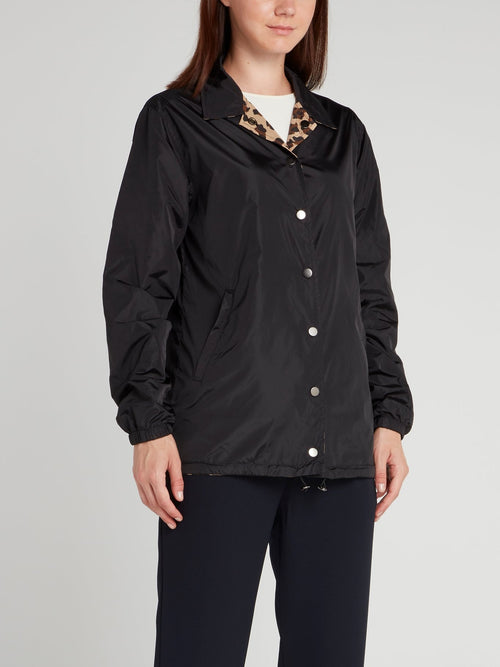 Черная куртка с подкладкой с леопардовым принтом