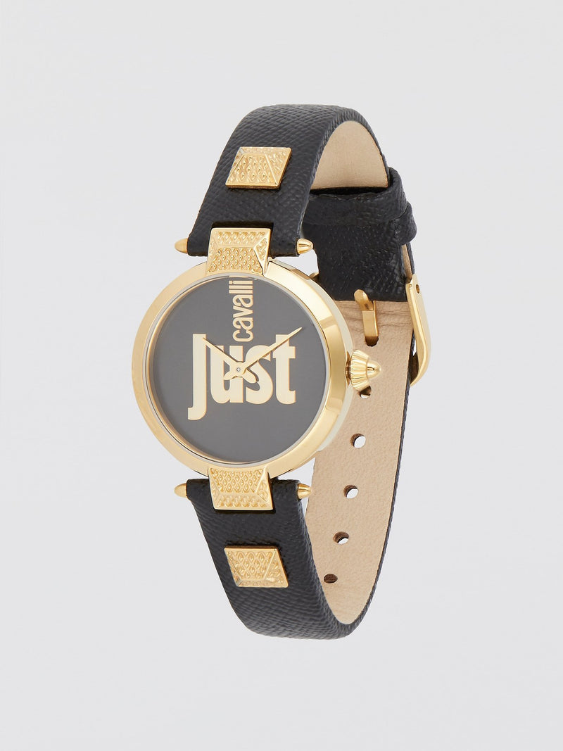 Just Mio Black Logo Dress Watch