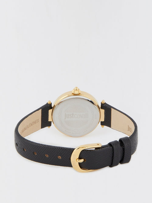 Just Mio Black Logo Dress Watch