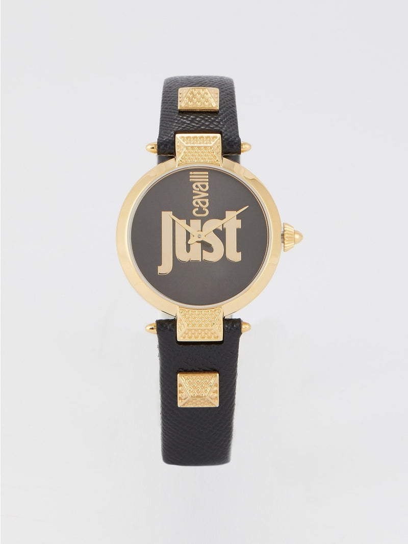 Just Mio Black Logo Dress Watch