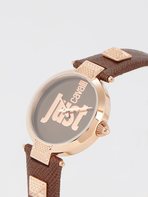 Just Mio Brown Logo Dress Watch