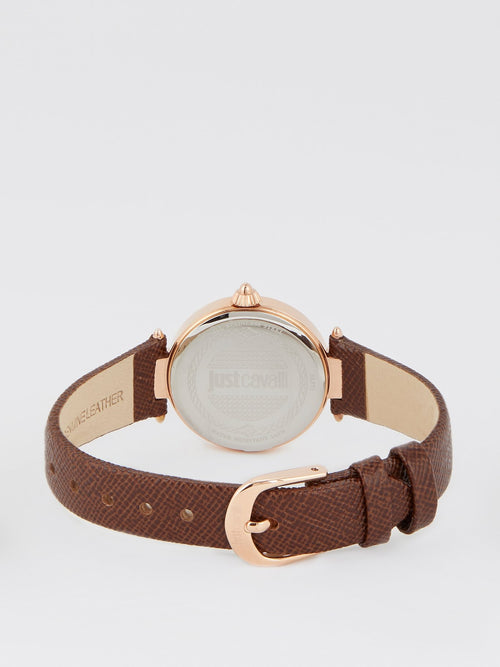 Just Mio Brown Logo Dress Watch