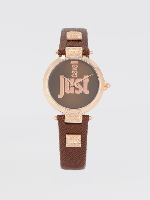 Just Mio Brown Logo Dress Watch