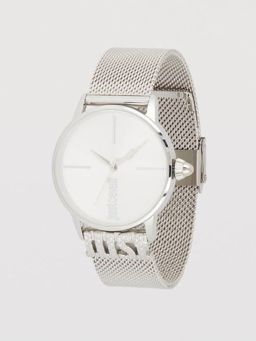 Logo Base Silver Milanese Strap Watch