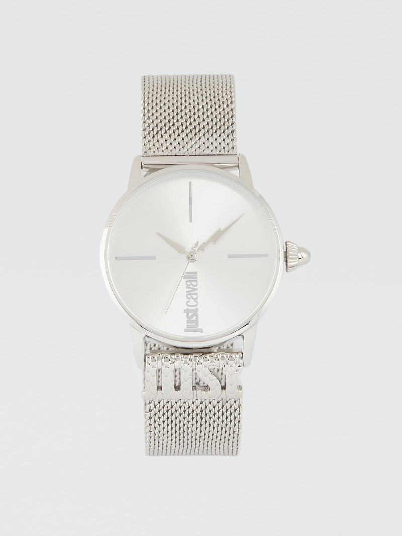 Logo Base Silver Milanese Strap Watch