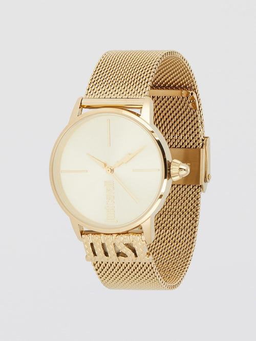 Logo Base Gold Milanese Strap Watch
