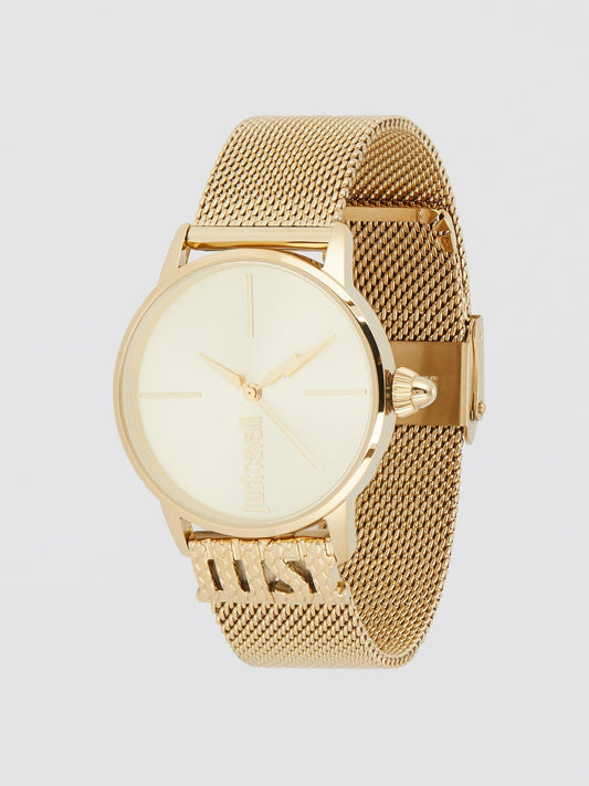 Logo Base Gold Milanese Strap Watch