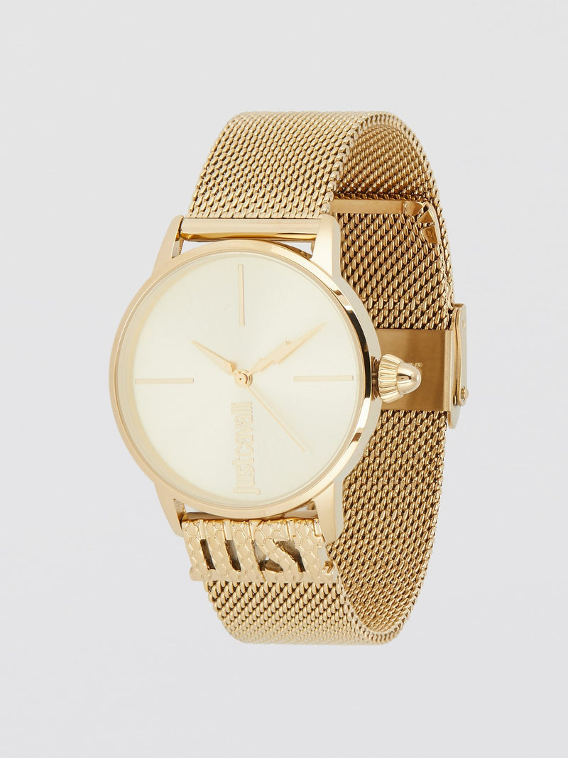 Logo Base Gold Milanese Strap Watch