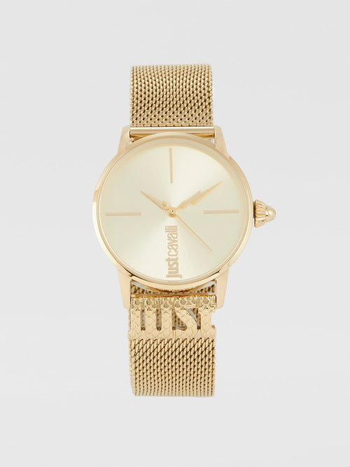 Logo Base Gold Milanese Strap Watch