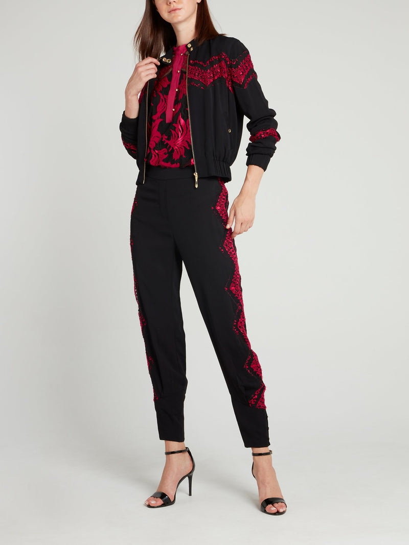 Черная куртка с кружевными вставками