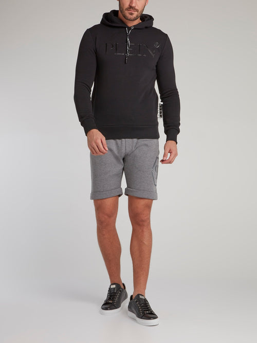 Black Rear Studded Skull Hoodie