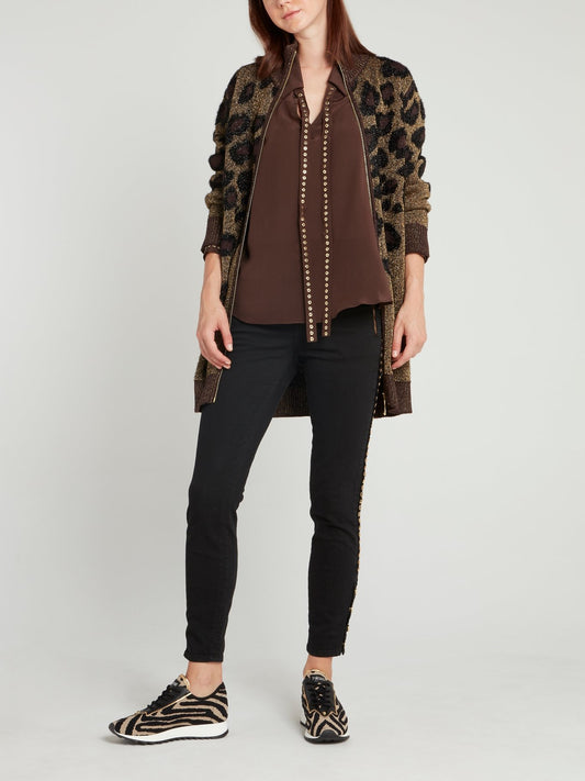 Черные джинсы скинни с люверсами