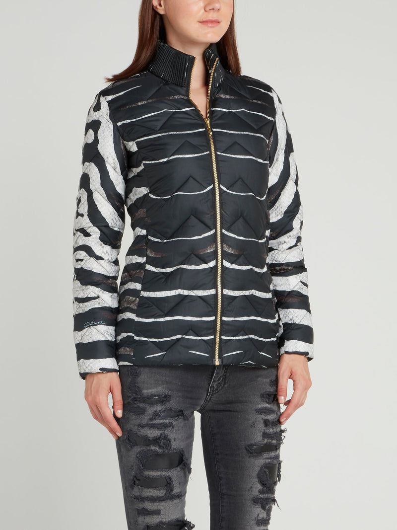 Дутая куртка с анималистическим принтом