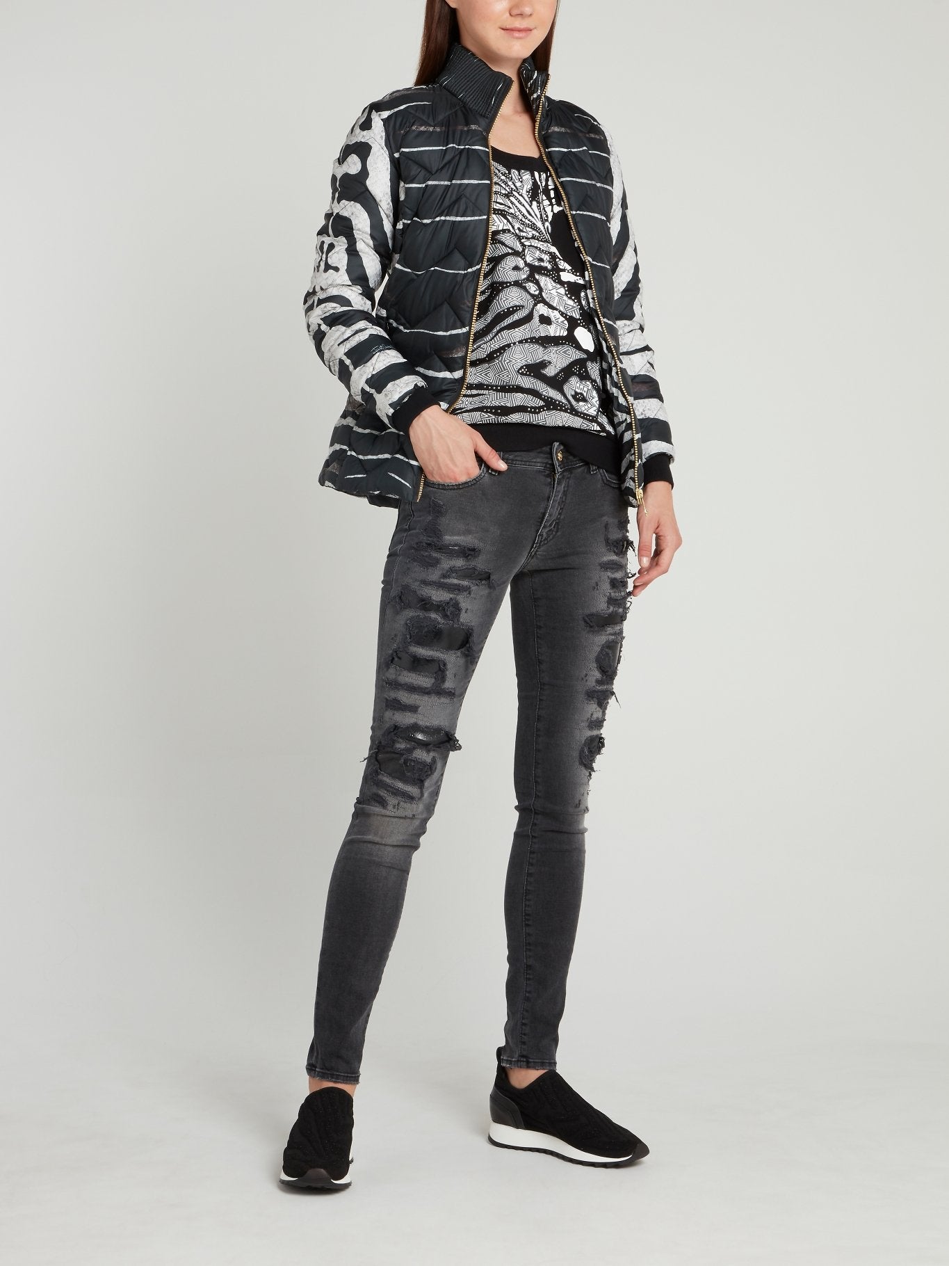 Дутая куртка с анималистическим принтом