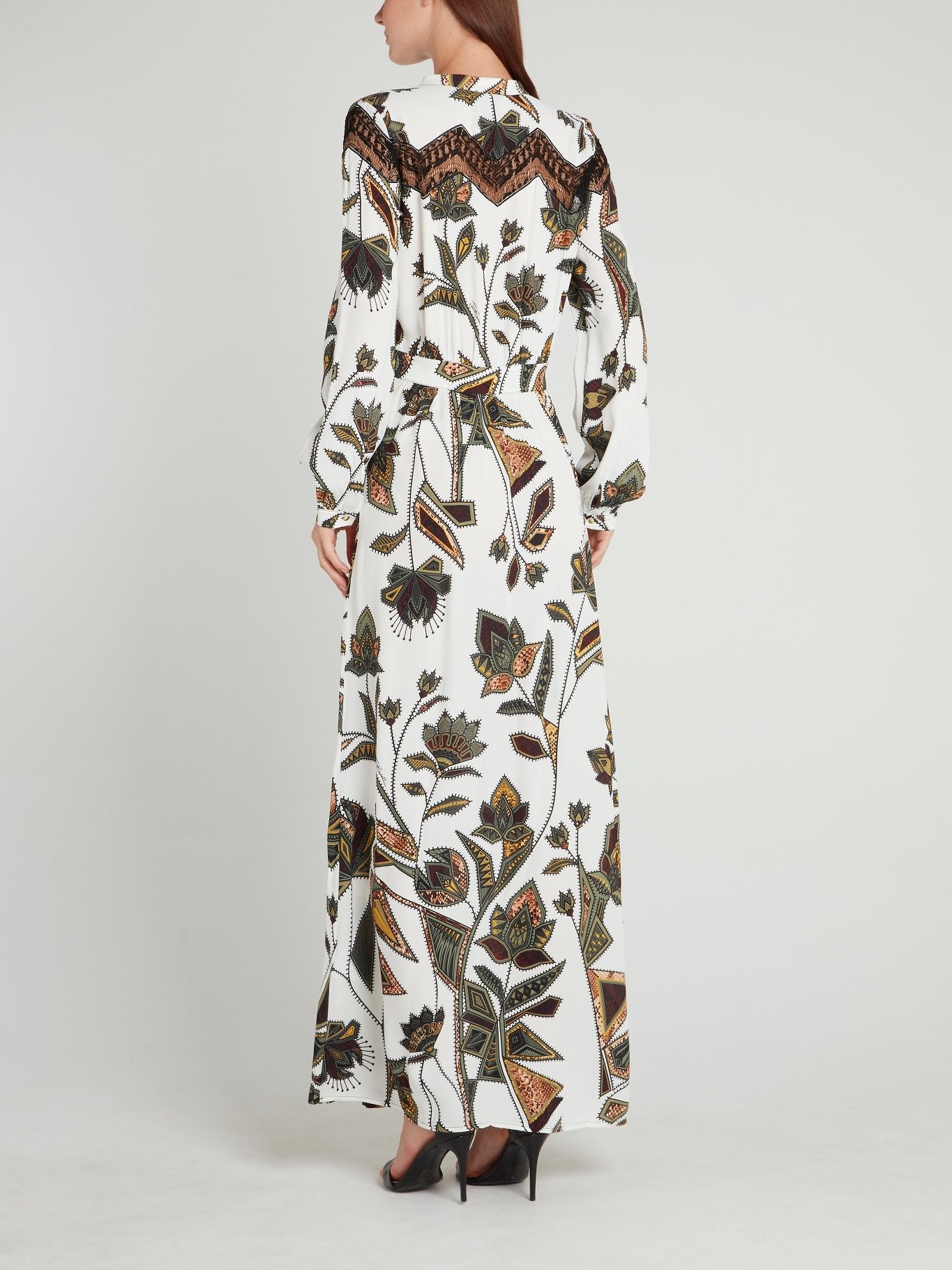 Платье с рукавами "епископ" и вставкой из кружева