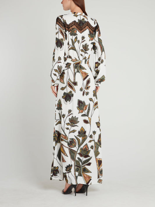 Платье с рукавами "епископ" и вставкой из кружева