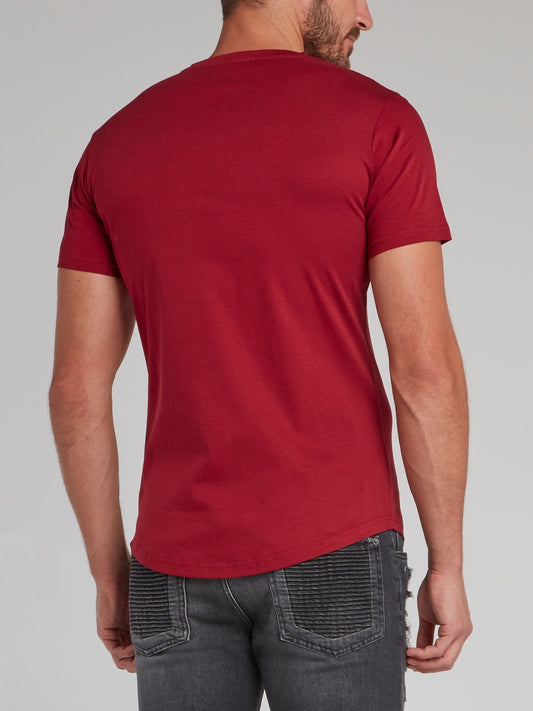 Cambridge Red Appliquéd V-Neck T-Shirt