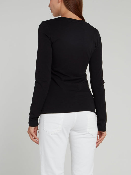 Черный лонгслив с логотипом