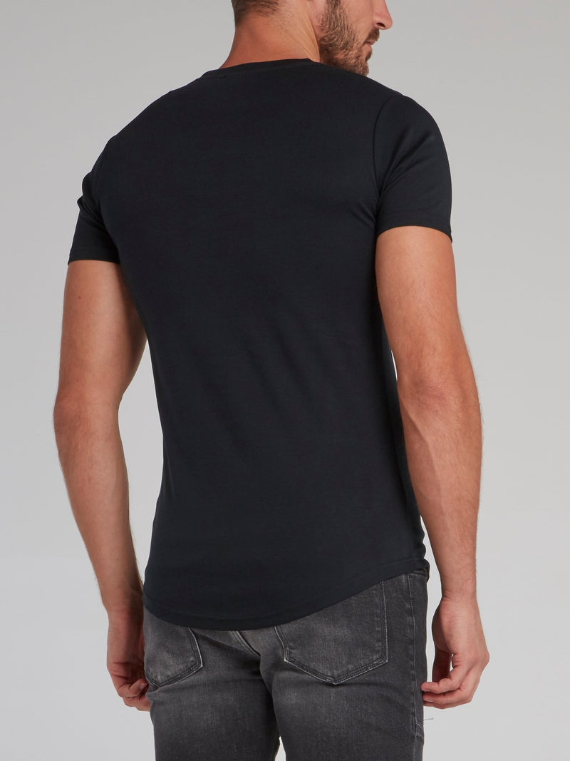 Stonebridge Black Appliquéd Crewneck T-Shirt