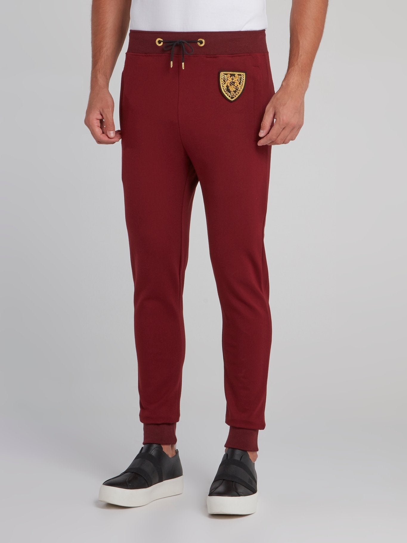 Burgundy Appliquéd Jogging Trousers