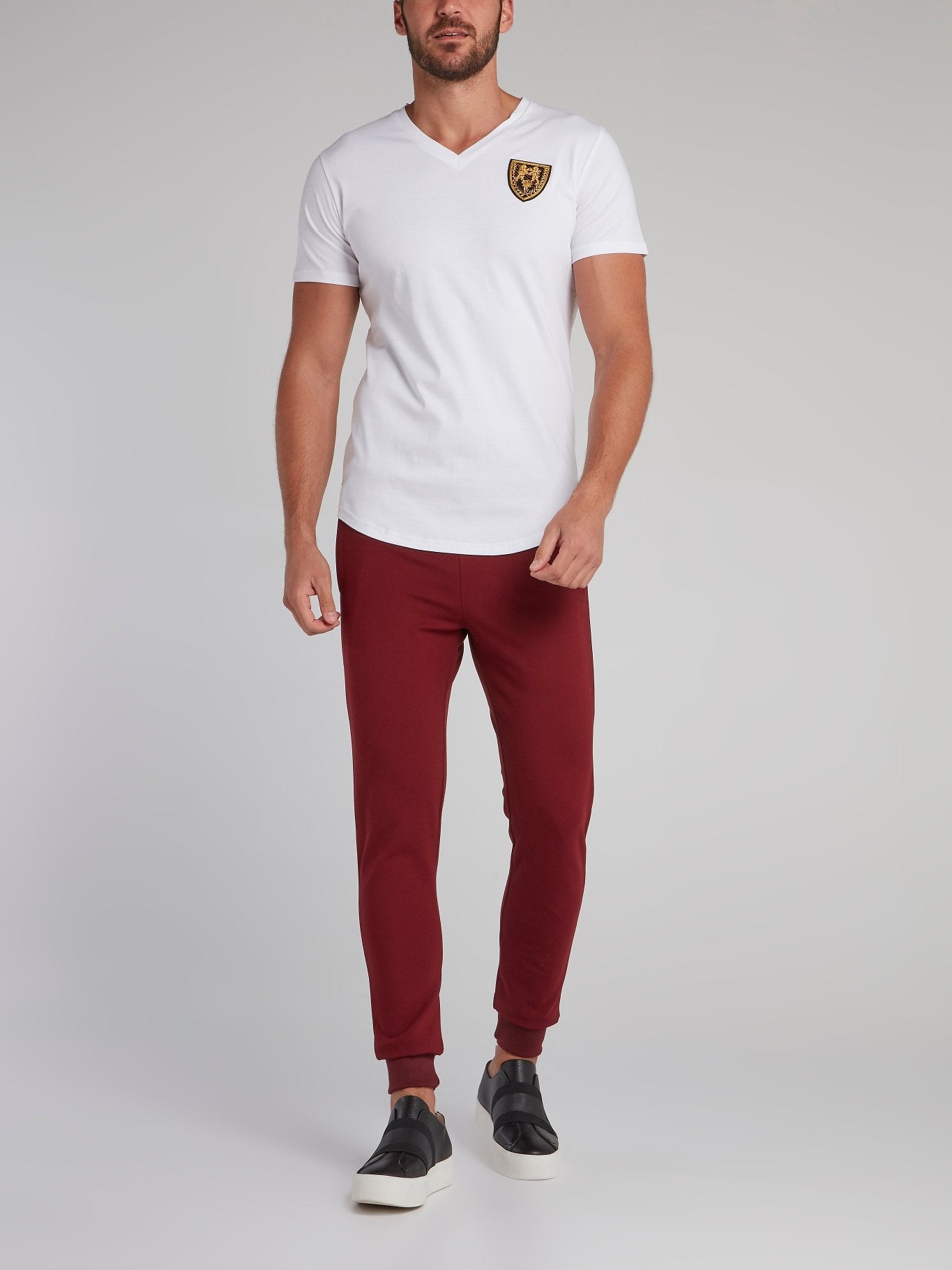 Burgundy Appliquéd Jogging Trousers