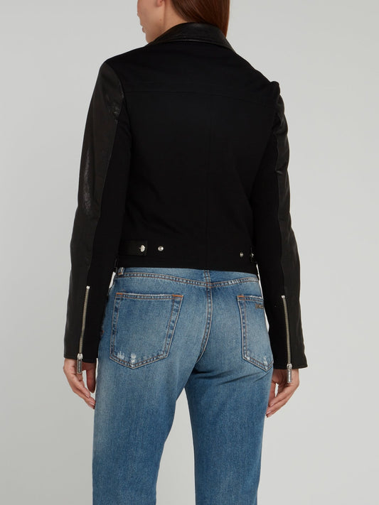 Черная куртка косуха из кожи