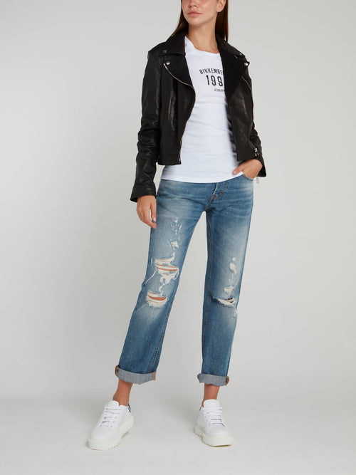 Черная куртка косуха из кожи