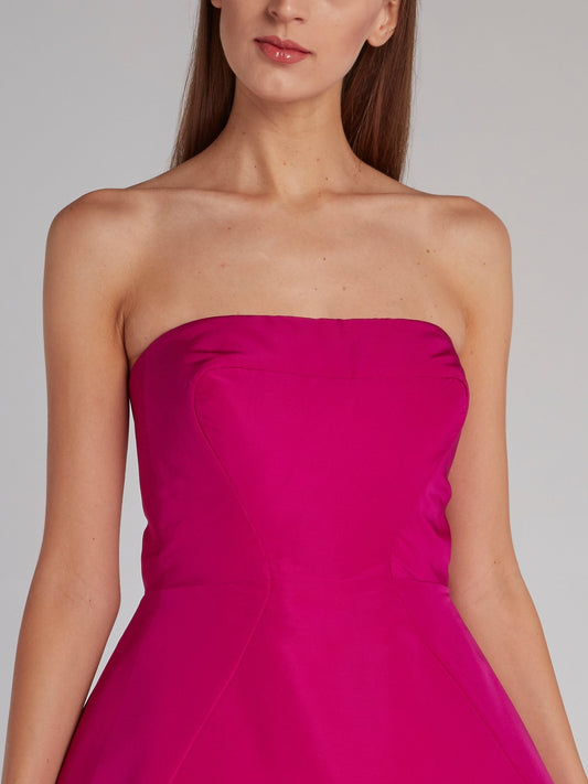 Pink Strapless Wrap Ball Gown