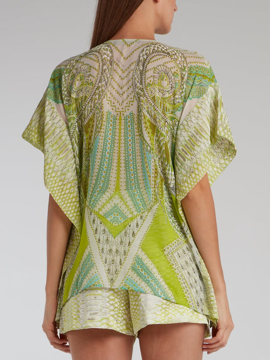 Green Button Up Short Kaftan