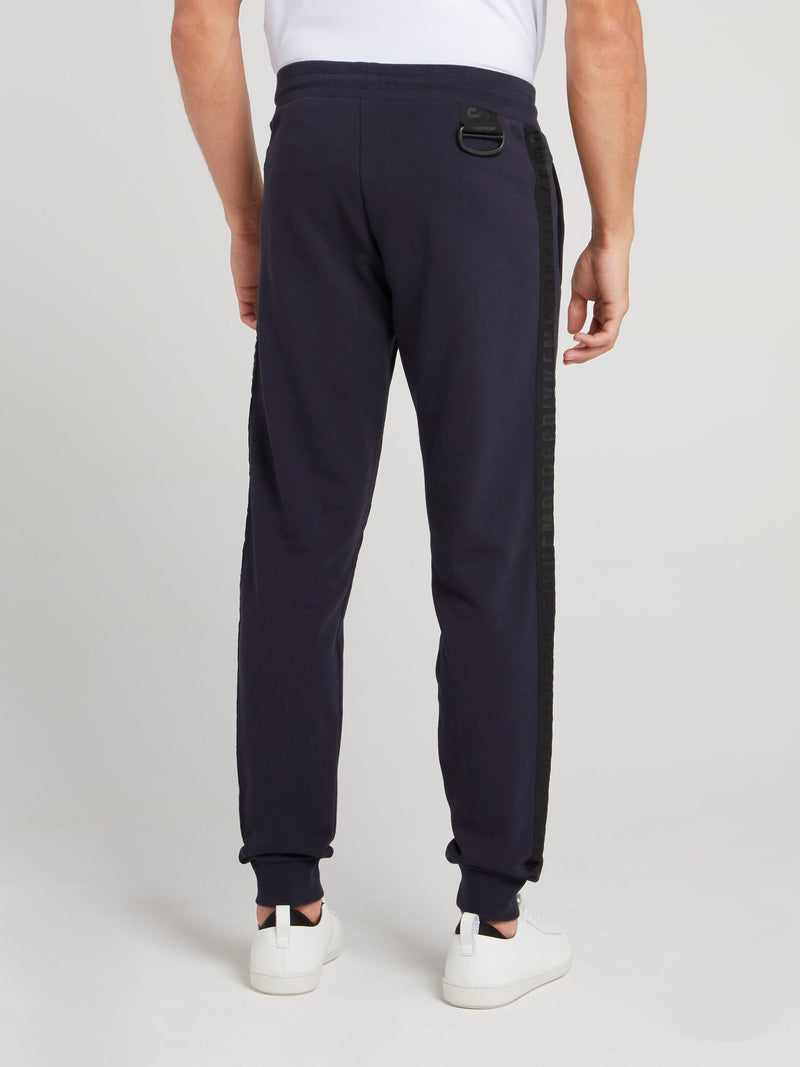 Темно-синие брюки из флиса с логотипом