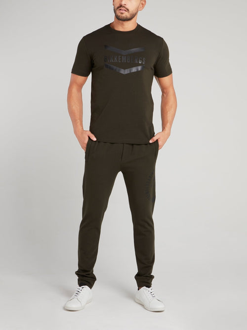 Оливковые брюки из флиса со шнурком