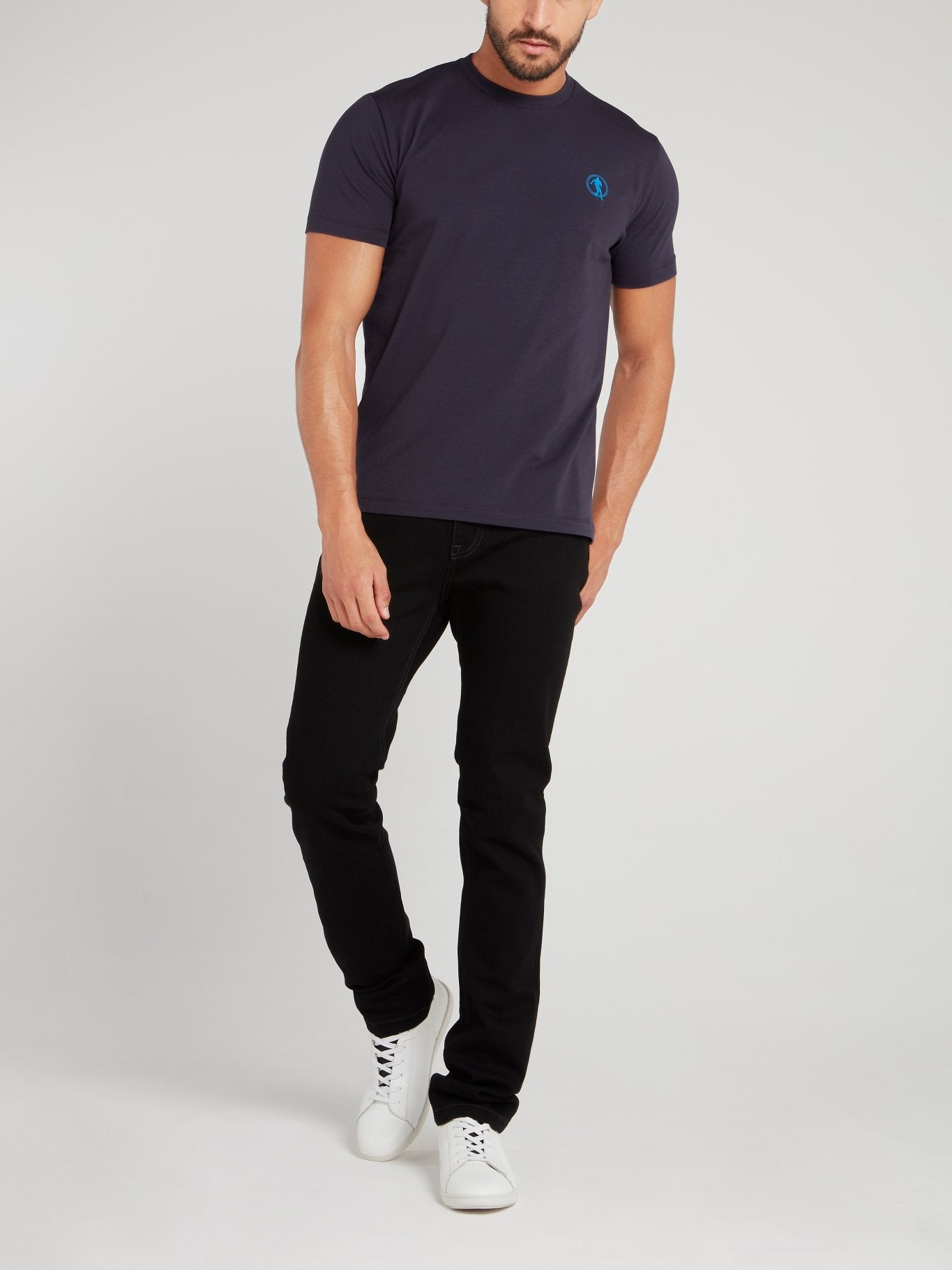 Черные джинсы с кожаными вставками