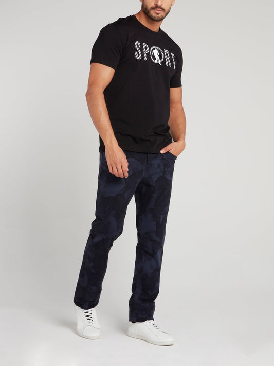 Черная футболка с рисунком Sport