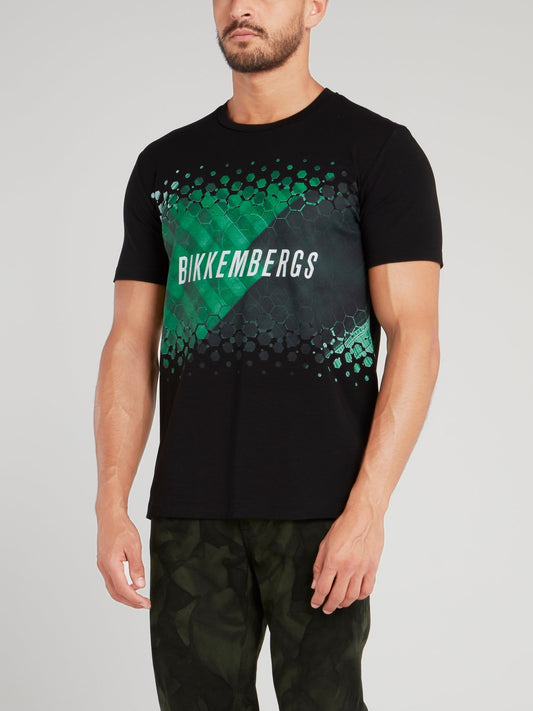 Черная футболка с геометрическим принтом Hexagon