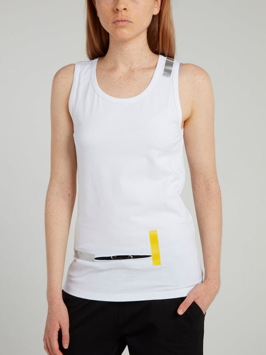 White Cut Out Tank Top