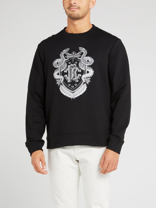Черный хлопковый свитшот с логотипом