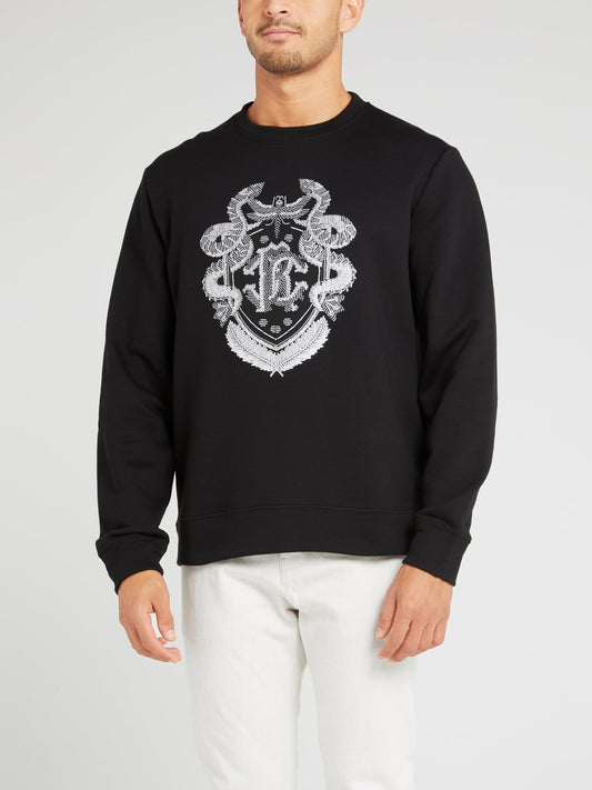 Черный хлопковый свитшот с логотипом