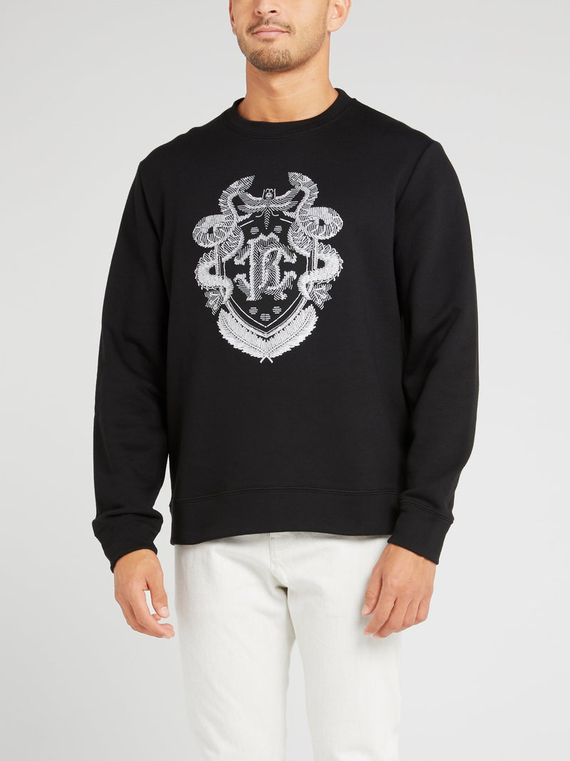 Черный хлопковый свитшот с логотипом