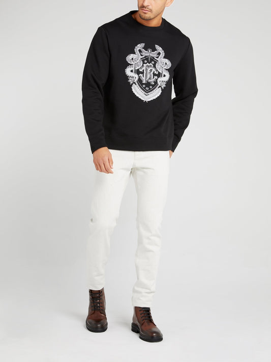 Черный хлопковый свитшот с логотипом